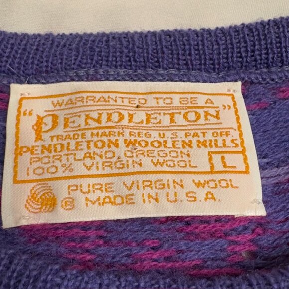 Pendleton Vintage Womens Sleeveless Purple Pink Knit Virgin Wool Vest Size Large - Picture 3 of 8